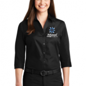 LW102 Port Authority Ladies 3/4 Sleeve Poplin Shirt  w/emb